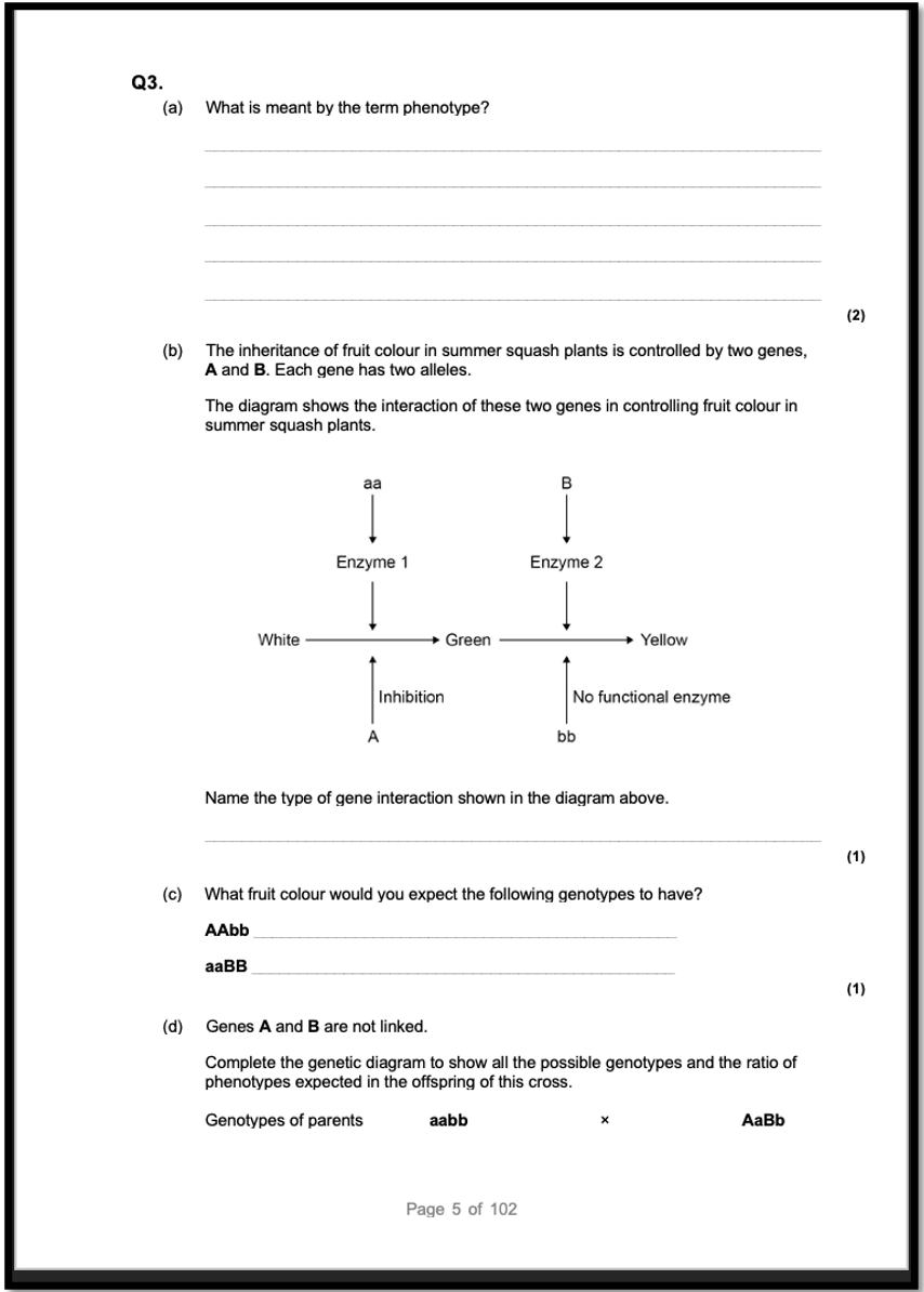 EXAMPRO QUESTION BANK- AQA A-LEVEL BIOLOGY + 2025 Papers