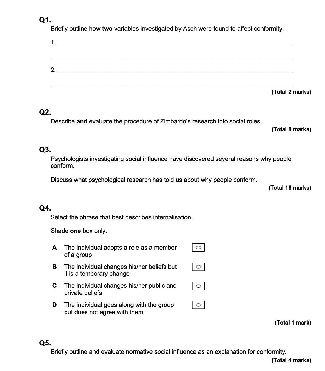 EXAM PRO QUESTION BANK: AQA A-LEVEL PSYCHOLOGY